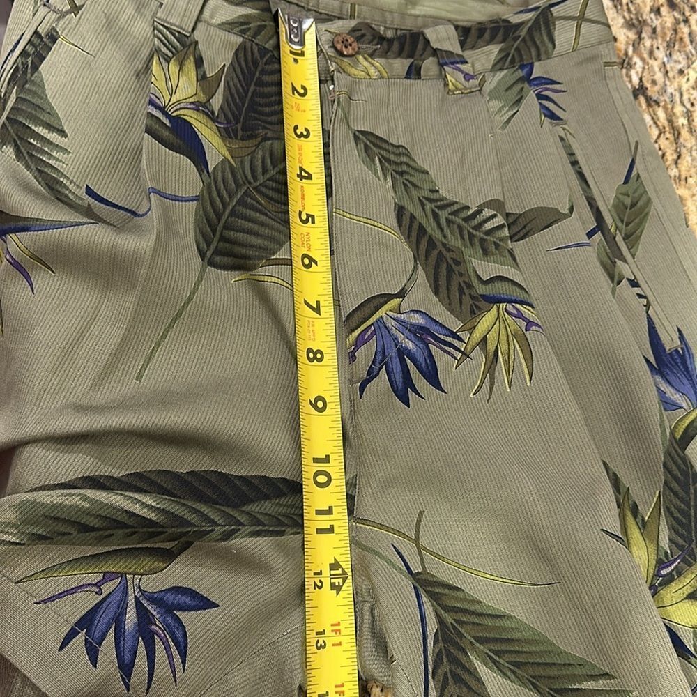 Tommy Bahama Olive Green Tropical Print High-Waist Shorts - Picture 10 of 10